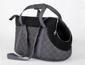 Legowiska dla psów - Hobbydog Torba transportowa dla psa, grafit z czarnym, 25x43x27 cm - miniaturka - grafika 1