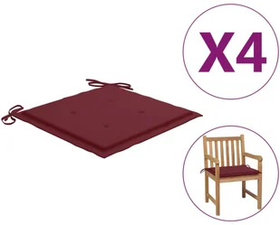vidaXL Poduszki na krzesła ogrodowe 4 szt winna czerwień 50x50x4 cm 314057 - Poduszki ogrodowe - miniaturka - grafika 2