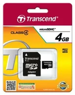 Karty pamięci - Transcend SDHC Class 4 (+ adapter) 4GB (TS4GUSDHC4) - miniaturka - grafika 1