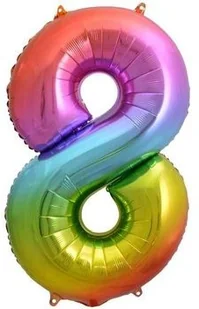 GoDan Balon foliowy cyfra 8 34" tęczowy HS-C34T8 - Balony i akcesoria - miniaturka - grafika 2