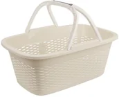 Kosze na bieliznę - Orion Kosz koszyk pojemnik łazienkowy na pranie odzież bieliznę miska 29L KREMOWY ze składanymi uchwytami 730545 - miniaturka - grafika 1