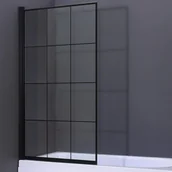 Parawany nawannowe - DUSO Parawan nawannowy jednoczęściowy DUSO 80x140 czarny mat szkło transparentne wzór A6 DS101TA6 - miniaturka - grafika 1