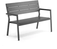 Ławki ogrodowe - AJ Nowoczesna i smukła ławka parkowa czarny imitacja drewna 127760 - miniaturka - grafika 1
