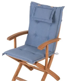 Beliani Zestaw 2 krzeseł ogrodowych drewnianych z niebieskimi poduszkami MAUI - Fotele i krzesła ogrodowe - miniaturka - grafika 7