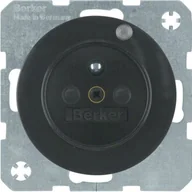 Gniazdka elektryczne - Hager Polo sp. z o.o. R.1/R.3 Gniazdo z uziemieniem i kontrolną diodą LED czarny, połysk 6765092045 - miniaturka - grafika 1