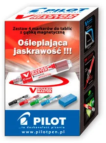 PILOT Marker do tablic Vboard Master 4szt + gąbka WBMA-V 20379 - Markery do tablic - miniaturka - grafika 2