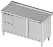 Stoły gastronomiczne - Stalgast Stół przyścienny z blokiem dwóch szuflad L) drzwi skrzydłowe 1100x700x850 mm 980327110 - miniaturka - grafika 1