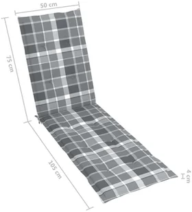 vidaXL Poduszka na leżak, szara krata, (75+105)x50x4 cm 314187 - Poduszki ogrodowe - miniaturka - grafika 5
