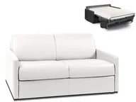 Sofy i kanapy - Vente-Unique 2-osobowa kanapa z ekspresowym mechanizmem rozkładania z materiału skóropodobnego CALIFE - Kolor: biały - Miejsce do spania: 120 cm - Materac 18 cm - miniaturka - grafika 1