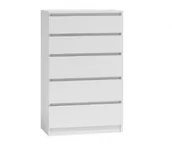 Komody - Topeshop Komoda szafka MALWA, 5 szuflad, biała, 70x40x112 cm - miniaturka - grafika 1