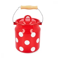 Inne naczynia kuchenne - AGD Olkusz Kanka Na Mleko Emaliowana Białe Grochy Czerwona 3 L Wh - miniaturka - grafika 1