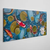 Obrazy i zdjęcia - PL Coloray Obraz na Płótnie Ryby Koi Kwiaty Natura 100x50cm - miniaturka - grafika 1