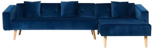 Beliani Narożnik welurowy lewostronny rozkładany niebieski VADSO - Narożniki - miniaturka - grafika 2