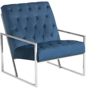 Beliani Fotel welurowy niebieski HARSTAD - Fotele - miniaturka - grafika 2