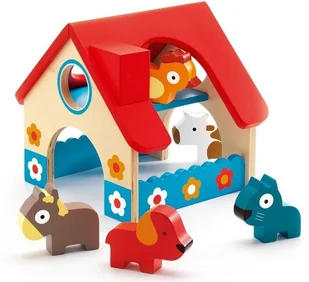Djeco klocki Drewniany domek ze zwierzątkami - Układanki dla dzieci - miniaturka - grafika 3