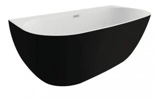 Polimat Wanna wolnostojąca przyścienna 170x80x60 cm ok. 210 l +stelaż oraz syfon, BIAŁA/CZARNA MAT 00443 - Wanny - miniaturka - grafika 2