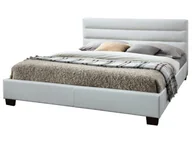 Łóżka - Vente-Unique Łóżko FAUSTIN - 160 × 200 cm - Materiał skóropodobny biały - miniaturka - grafika 1