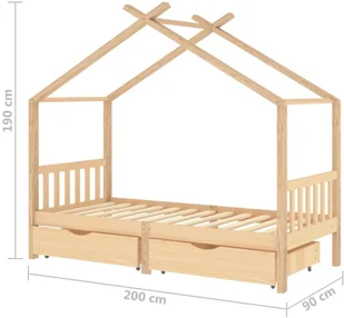 VidaXL Lumarko Łóżko dziecięce z szufladami, lite drewno sosnowe, 90x200 cm 322147 VidaXL - Łóżeczka i kojce - miniaturka - grafika 7