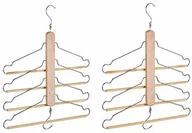 Wieszaki i stojaki - Relaxdays , naturalny wieszak na ubrania, zestaw 2 sztuk, 4 ruchome wieszaki, organizer do szafy, metalowy haczyk, drewno lotosu - miniaturka - grafika 1