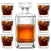 Karafki - Murrano Zestaw Karafka Burbon z 6 Szklankami Grawer Whiskey KARB_6xSZC-014 - miniaturka - grafika 1