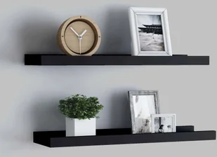 vidaXL vidaXL Półki ścienne na zdjęcia, 2 szt., czarne, 60x9x3 cm, MDF - Półki do salonu - miniaturka - grafika 2