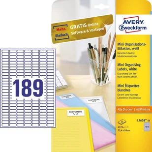 Avery Zweckform Minietykiety Zweckform 25,4 x 10mm 25 ark./op. L7658-25 - Etykiety samoprzylepne i bloki etykiet - miniaturka - grafika 5