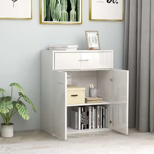 vidaXL Szafka na wysoki połysk, biała, 60 x 30 x 75 cm, płyta wiórowa - Szafki do salonu - miniaturka - grafika 4