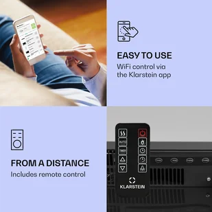Klarstein Klarstein Studio Light & Fire 1 Smart kominek 1000/2000W MDF WiFi Control ACO7-Studio L&F 1 B - Kominki elektryczne - miniaturka - grafika 2