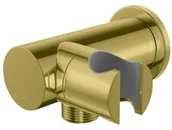 Akcesoria do armatury i ceramiki - Kohlman Experience Gold uchwyt słuchawkowy z przyłączem wody złoty połysk QW004AEGD - miniaturka - grafika 1