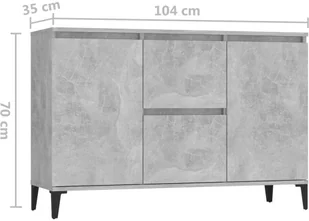 vidaXL Komoda szarość betonu 104x35x70 cm płyta wiórowa 806116 - Komody - miniaturka - grafika 8