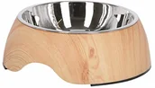 Miski dla psów - Kerbl KERBL miska "Wood" | wyściółka z melaminy o wyglądzie drewna dla psa i kota | z wyjmowana miska barem stal nierdzewna 250/450/850 ML, 450 ml - miniaturka - grafika 1