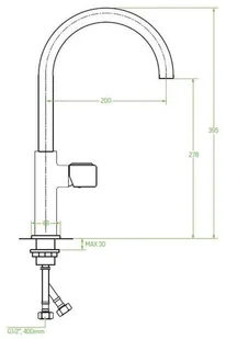 Laveo Pretto bateria zlewozmywakowa stojąca z wylewką U produkcji BAO 068D - Baterie kuchenne - miniaturka - grafika 4