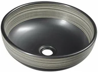 Umywalki - Sapho PRIORI umywalka ceramiczna średnica 41 cm 15 cm czarna z białym wzorem PI025 - miniaturka - grafika 1