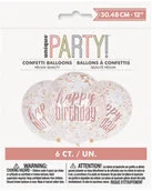 Balony i akcesoria - Unique Balony lateksowe przezroczyste Happy Birthday z konfetti - 6 szt. - miniaturka - grafika 1