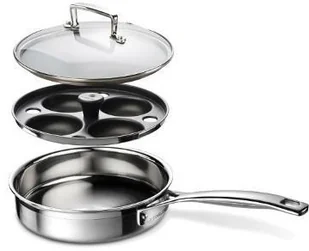 Le Creuset Patelnia Sauté 3-Ply Z Wkładem Do Przyrządzania Jajek W Koszulkach I Szklaną Pokrywką silber - Patelnie - miniaturka - grafika 2