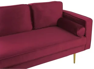 Beliani Szezlong welurowy prawostronny bordowy MIRAMAS - Szezlongi - miniaturka - grafika 5