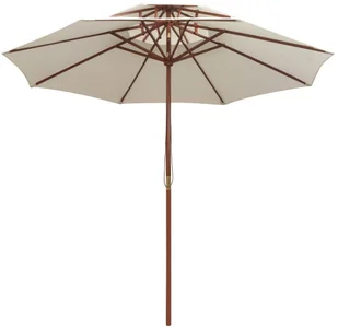 vidaXL Parasol z podwójnym daszkiem, 270x270 cm drewno, kremowy - Parasole ogrodowe - miniaturka - grafika 3
