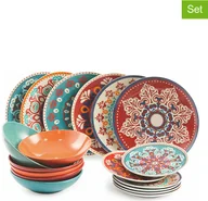 Talerze - Villa D Este Villa d Este 18-częściowy zestaw talerzy "Shiraz" ze wzorem - miniaturka - grafika 1