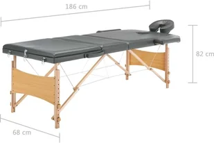 VidaXL Stół do masażu z 3 strefami, drewniana rama, antracyt, 186x68cm 110172         VidaXL - Stoły i łóżka do masażu - miniaturka - grafika 12