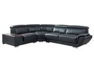 Narożniki - Vente-Unique Sofa narożna ze skóry NAHIA - Czarny - Narożnik lewostronny - miniaturka - grafika 1