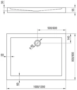 Deante Minimal Brodzik prostokątny 100 x 80 cm KTN 046B - Brodziki prysznicowe - miniaturka - grafika 6