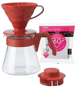 Hario zestaw V60 Pour Over Kit Red - drip + serwer + filtry VCSD-02R - Zaparzacze i kawiarki - miniaturka - grafika 2