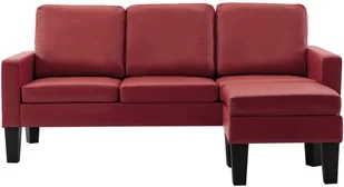 vidaXL 3-osobowa sofa z podnóżkiem, winna czerwień, sztuczna skóra - Narożniki - miniaturka - grafika 3