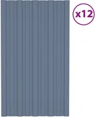 Pokrycia dachowe - shumee Panele dachowe 12 szt. stal galwanizowana szare 80x45 cm - miniaturka - grafika 1