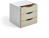 Meble do szkół i przedszkoli - AJ Produkty Organizer do szuflady RICO, trzy szuflady, zielono szary - miniaturka - grafika 1