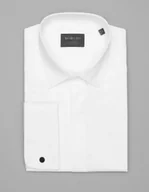 Koszule męskie - Borgio Koszula męska mozza na spinki biały classic fit 00280 - miniaturka - grafika 1