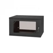 Szafy rack - STALFLEX Szafa Rack 19" 6U 350mm Czarna Szkło Stalflex RACK-19-6U-350-SZ-BL - miniaturka - grafika 1