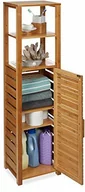 Szafki łazienkowe - Relaxdays regał łazienkowy z bambusa, szafka łazienkowa, regał drewniany, łazienka, odporny na wilgoć, wys. x szer. x głęb.: 119 x 33 x 25,5 cm, naturalny - miniaturka - grafika 1