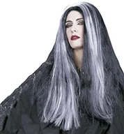 Dodatki do strojów karnawałowych - Widmann 6070D - peruka czarownicy Mortizja czarna z pasemkami SA-6070D - miniaturka - grafika 1