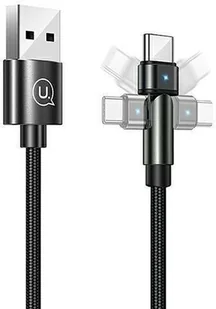 USAMS Kabel pleciony obrotowy U60 2A USB-C czarny/black 1m SJ477USB01 (US-SJ477) - Kable USB - miniaturka - grafika 4
